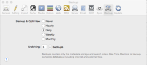 DEVONthink Backup Warning